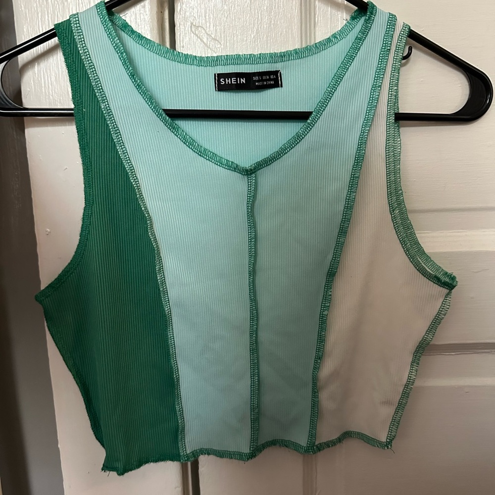 SHEIN Mint and White Colorblock Tank Top